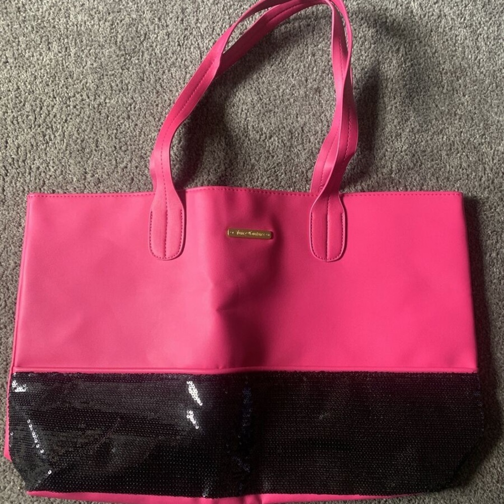 Juicy couture pink and black sequin tote travel shoulder bag. New without tags.